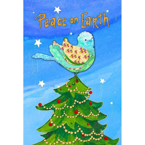 Peace on Earth Birds II Black Modern Wood Framed Art Print by Diannart