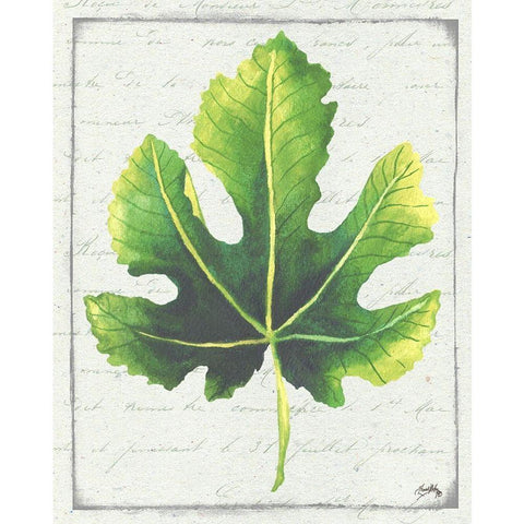 Emerald Leaf I Black Modern Wood Framed Art Print with Double Matting by Medley, Elizabeth