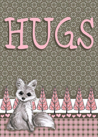 Fox Hugs White Modern Wood Framed Art Print with Double Matting by Metz, Andi