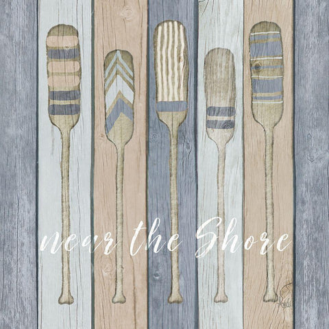 Oars Near the Shore White Modern Wood Framed Art Print with Double Matting by Metz, Andi
