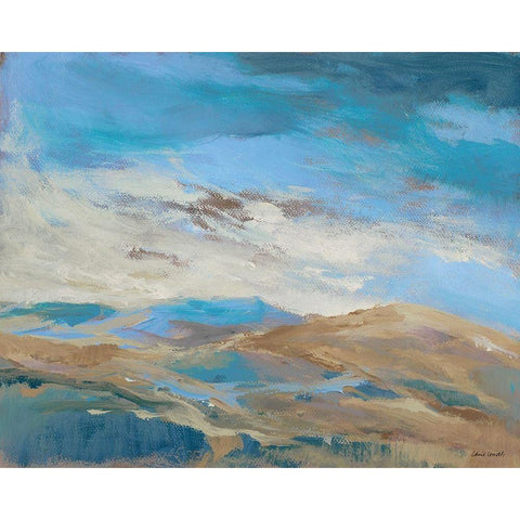 Blue Majestic Hills White Modern Wood Framed Art Print by Loreth, Lanie