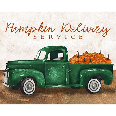 Pumpkin Delivery Service Black Modern Wood Framed Art Print with Double Matting by Medley, Elizabeth