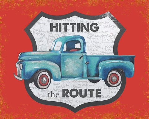 Hitting the Route in Red White Modern Wood Framed Art Print with Double Matting by Medley, Elizabeth