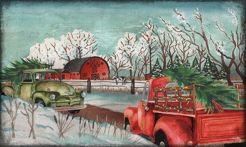 Winter Time on the Farm with Lights Black Ornate Wood Framed Art Print with Double Matting by Medley, Elizabeth