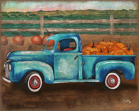 Truck Harvest I White Modern Wood Framed Art Print with Double Matting by Medley, Elizabeth