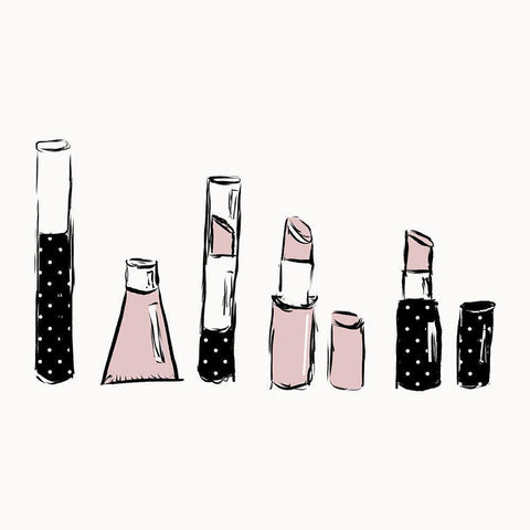 Pink Makeup Black Modern Wood Framed Art Print by SD Graphics Studio