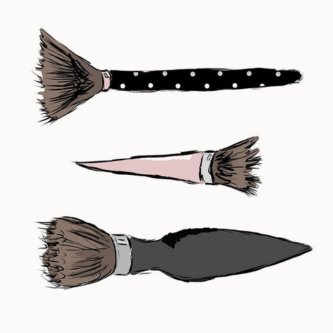 Makeup Brushes White Modern Wood Framed Art Print with Double Matting by SD Graphics Studio