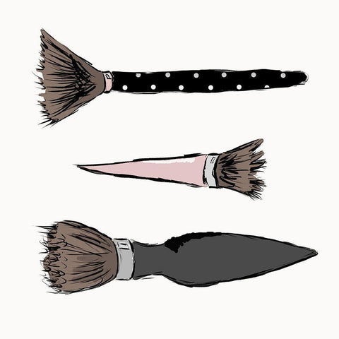 Makeup Brushes Black Modern Wood Framed Art Print by SD Graphics Studio