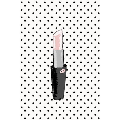 Lipstick on Polka Dots Black Modern Wood Framed Art Print by SD Graphics Studio