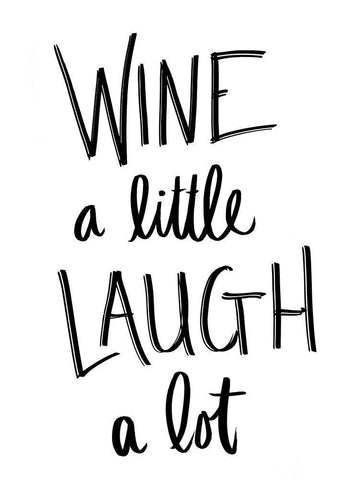 Wine and Laugh White Modern Wood Framed Art Print with Double Matting by SD Graphics Studio