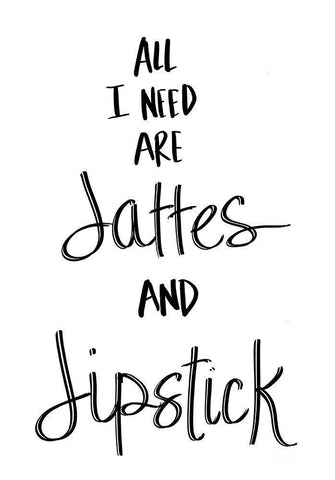 Lattes and Lipstick Black Ornate Wood Framed Art Print with Double Matting by SD Graphics Studio