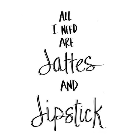 Lattes and Lipstick Black Modern Wood Framed Art Print by SD Graphics Studio