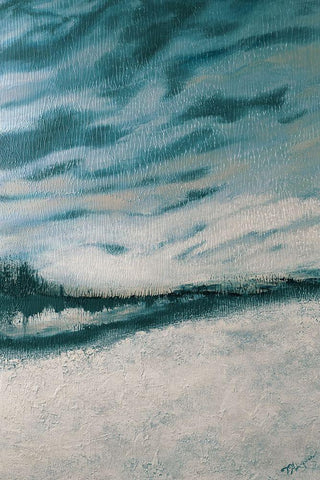 Winters Edge I White Modern Wood Framed Art Print with Double Matting by Hakimipour, Tiffany