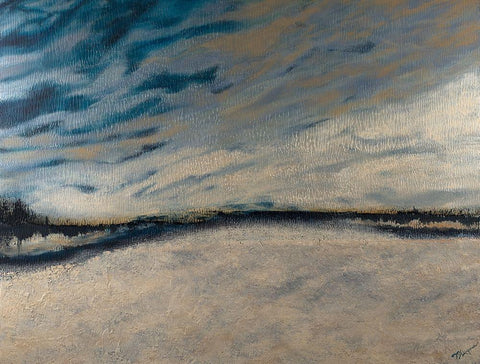 Winters Edge White Modern Wood Framed Art Print with Double Matting by Hakimipour, Tiffany