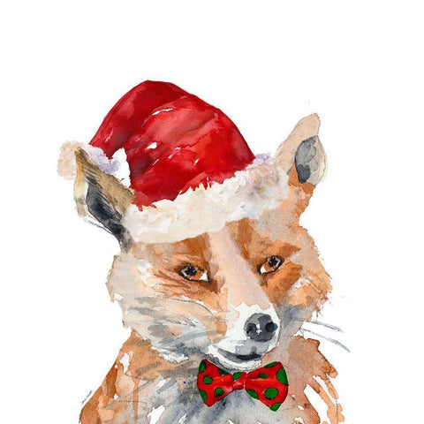 Christmas Fox White Modern Wood Framed Art Print by Loreth, Lanie