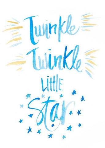 Twinkle Little Star White Modern Wood Framed Art Print with Double Matting by SD Graphics Studio