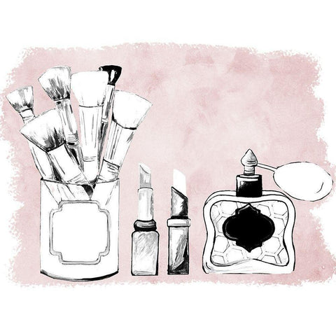 Makeup Set on Blush White Modern Wood Framed Art Print by Ritter, Gina