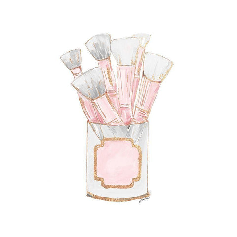 Makeup Brushes I White Modern Wood Framed Art Print with Double Matting by Ritter, Gina