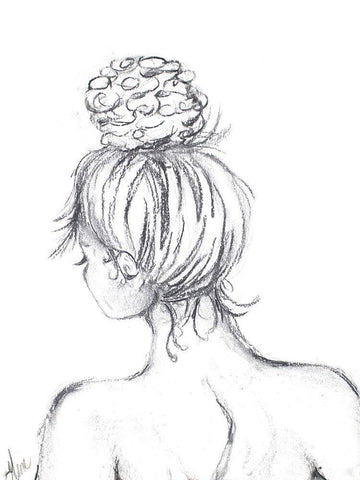Messy Bun I White Modern Wood Framed Art Print with Double Matting by Ritter, Gina