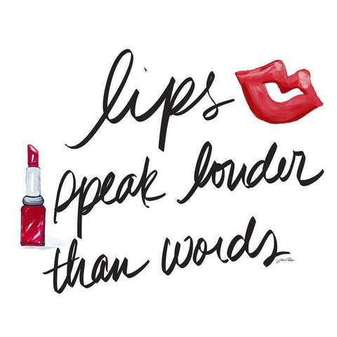 Lips Speak Louder White Modern Wood Framed Art Print with Double Matting by Ritter, Gina