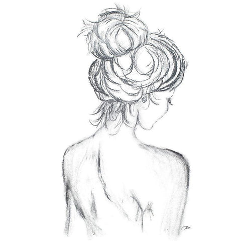 Messy Bun II Black Modern Wood Framed Art Print with Double Matting by Ritter, Gina
