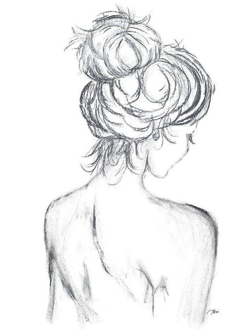 Messy Bun II White Modern Wood Framed Art Print with Double Matting by Ritter, Gina