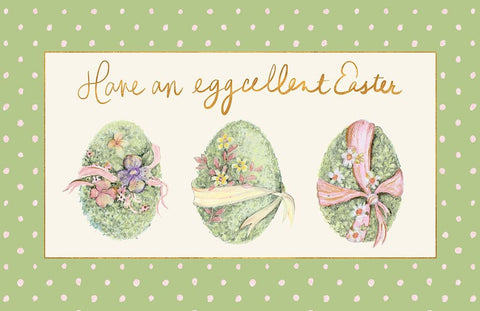 Have An Eggcellent Easter White Modern Wood Framed Art Print with Double Matting by Gaynor, Janice
