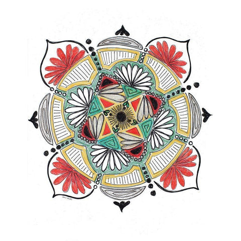 Autumn Mandala Black Modern Wood Framed Art Print with Double Matting by Loreth, Lanie