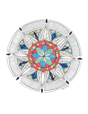 Spring Mandala White Modern Wood Framed Art Print with Double Matting by Loreth, Lanie