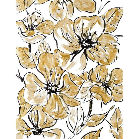 Golden Sketch Floral I Gold Ornate Wood Framed Art Print with Double Matting by Loreth, Lanie