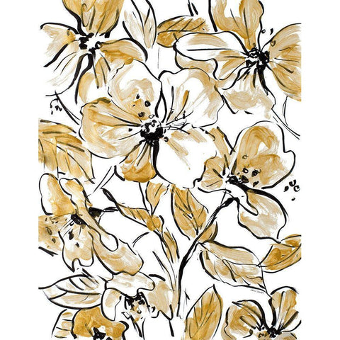 Golden Sketch Floral II Black Modern Wood Framed Art Print with Double Matting by Loreth, Lanie