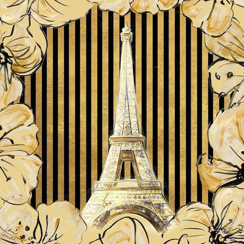 Golden Paris I White Modern Wood Framed Art Print by Loreth, Lanie