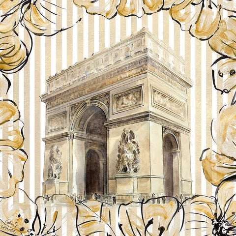 Golden Paris II Black Modern Wood Framed Art Print with Double Matting by Loreth, Lanie