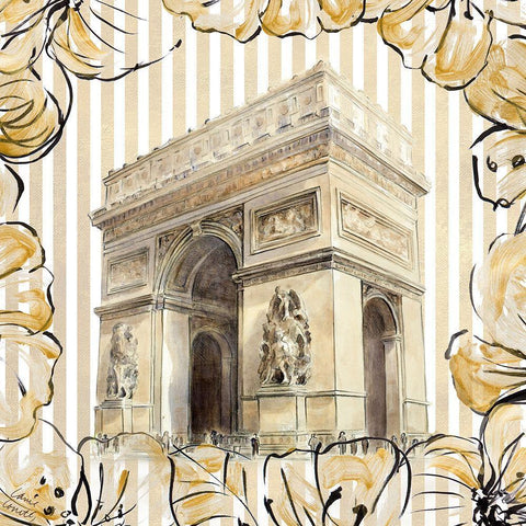 Golden Paris II Black Ornate Wood Framed Art Print with Double Matting by Loreth, Lanie