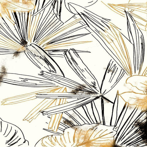 Selva Black And Gold Sketch I Black Modern Wood Framed Art Print with Double Matting by Pinto, Patricia