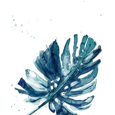 Teal Palm Frond I Black Modern Wood Framed Art Print with Double Matting by Pinto, Patricia