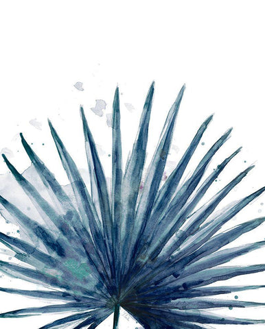 Teal Palm Frond II White Modern Wood Framed Art Print with Double Matting by Pinto, Patricia