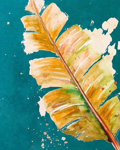 Palma Fresca on Teal White Modern Wood Framed Art Print with Double Matting by Pinto, Patricia