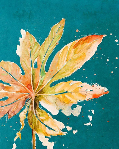 Palma Nueva on Teal White Modern Wood Framed Art Print with Double Matting by Pinto, Patricia