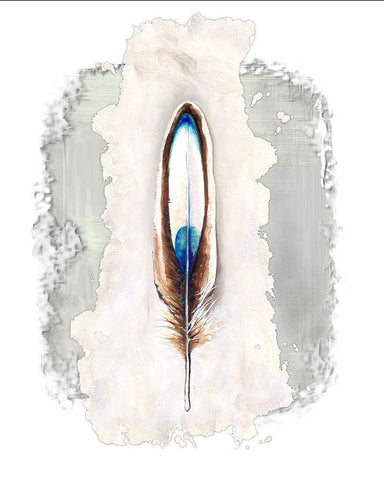 Simple Feather I White Modern Wood Framed Art Print with Double Matting by Diannart