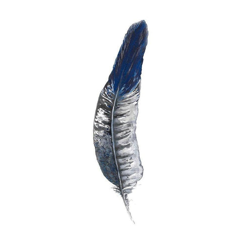 Royal Blue Tip Feather II Black Modern Wood Framed Art Print with Double Matting by Diannart