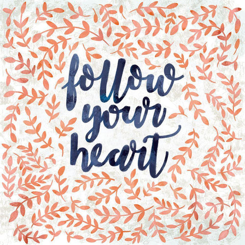 Follow your Heart White Modern Wood Framed Art Print with Double Matting by SD Graphics Studio