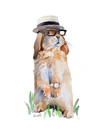 Modern Bunny II Black Ornate Wood Framed Art Print with Double Matting by Loreth, Lanie