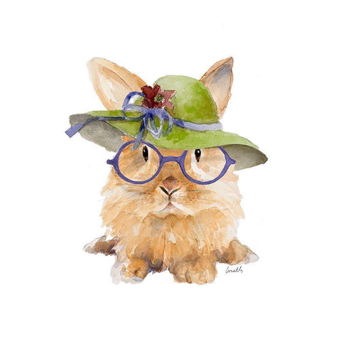 Trendy Meadow Buddy III (Purple Round Glasses) Black Modern Wood Framed Art Print with Double Matting by Loreth, Lanie