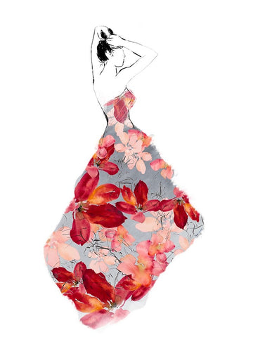 Getting Ballroom Ready Floral White Modern Wood Framed Art Print with Double Matting by Loreth, Lanie