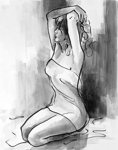 Rising Woman White Modern Wood Framed Art Print with Double Matting by Loreth, Lanie