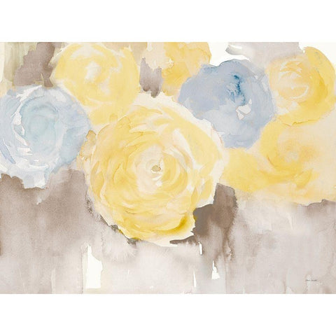 Modern Yellow Blooms White Modern Wood Framed Art Print by Loreth, Lanie