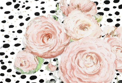 Soft Romance on Black Dots White Modern Wood Framed Art Print with Double Matting by Pinto, Patricia