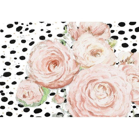 Soft Romance on Black Dots Gold Ornate Wood Framed Art Print with Double Matting by Pinto, Patricia