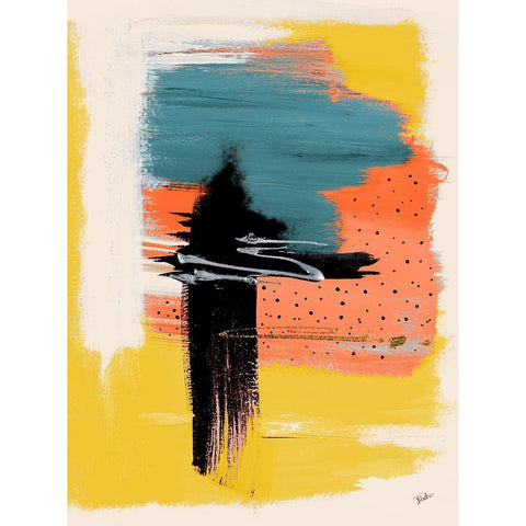 Funky Dots Black Modern Wood Framed Art Print by Pinto, Patricia